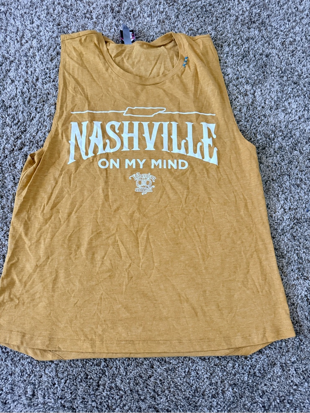 Nashville On My Mind Women's Muscle Tee - Mustard